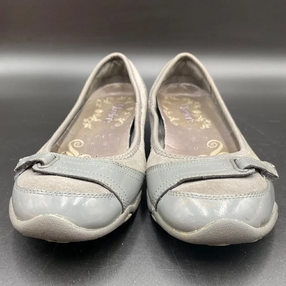 Skechers Gray Front Strap Hook Loop Ballet Flats Women’s Size 6.5